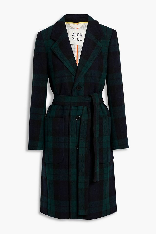 Cornelius belted checked wool-felt coat