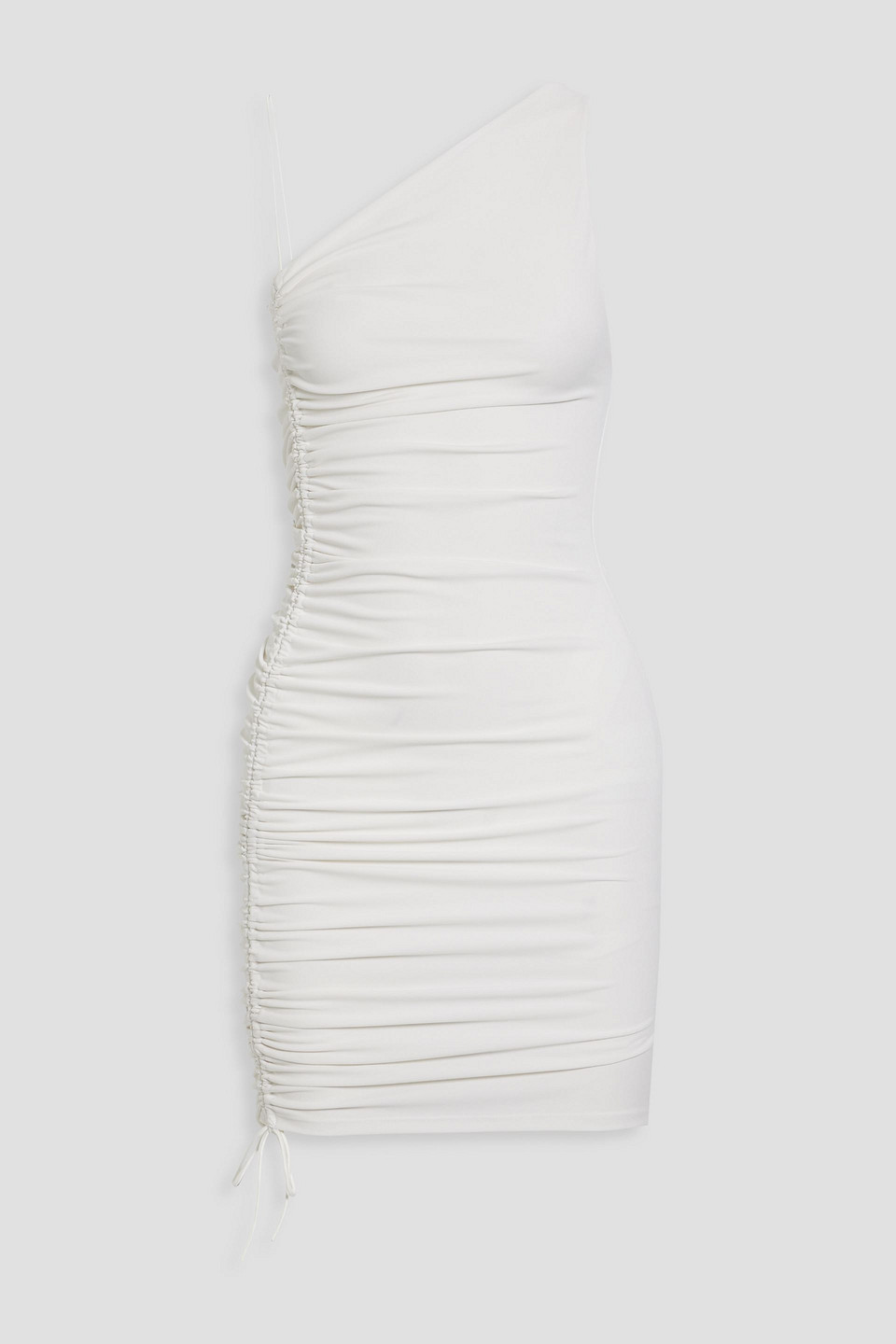 Alice And Olivia One-shoulder Ruched Stretch-jersey Mini Dress In White |  ModeSens