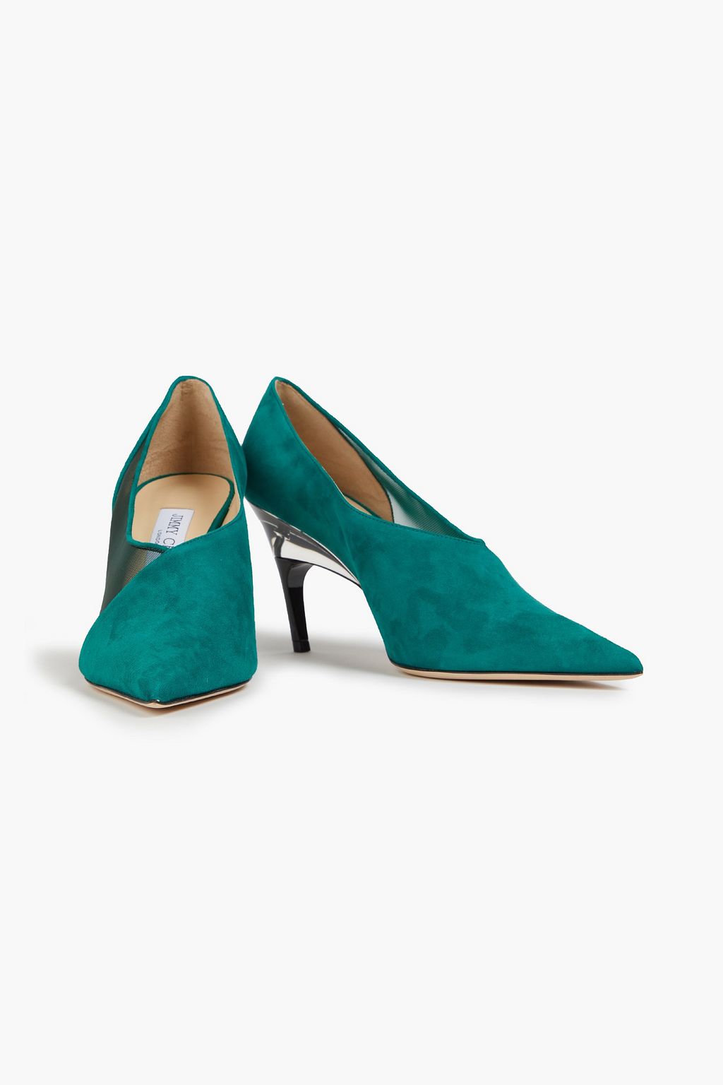 JIMMY CHOO Suede and mesh pumps
