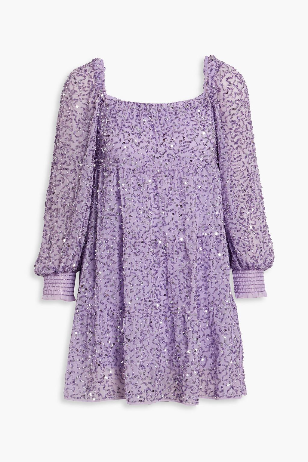 ALICE OLIVIA Rowen gathered embellished chiffon mini dress THE