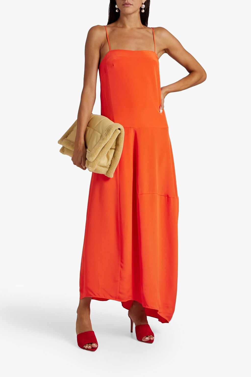 TIBI Asymmetric silk crepe de chine maxi dress