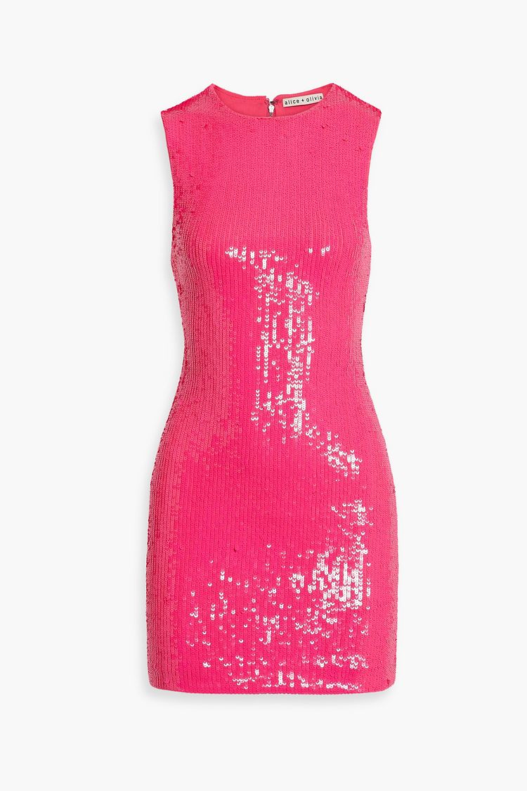 Bright Pink Delora Sequined Mesh Mini Dress ALICE OLIVIA THE  OUTNETsexiezpix Web Porn
