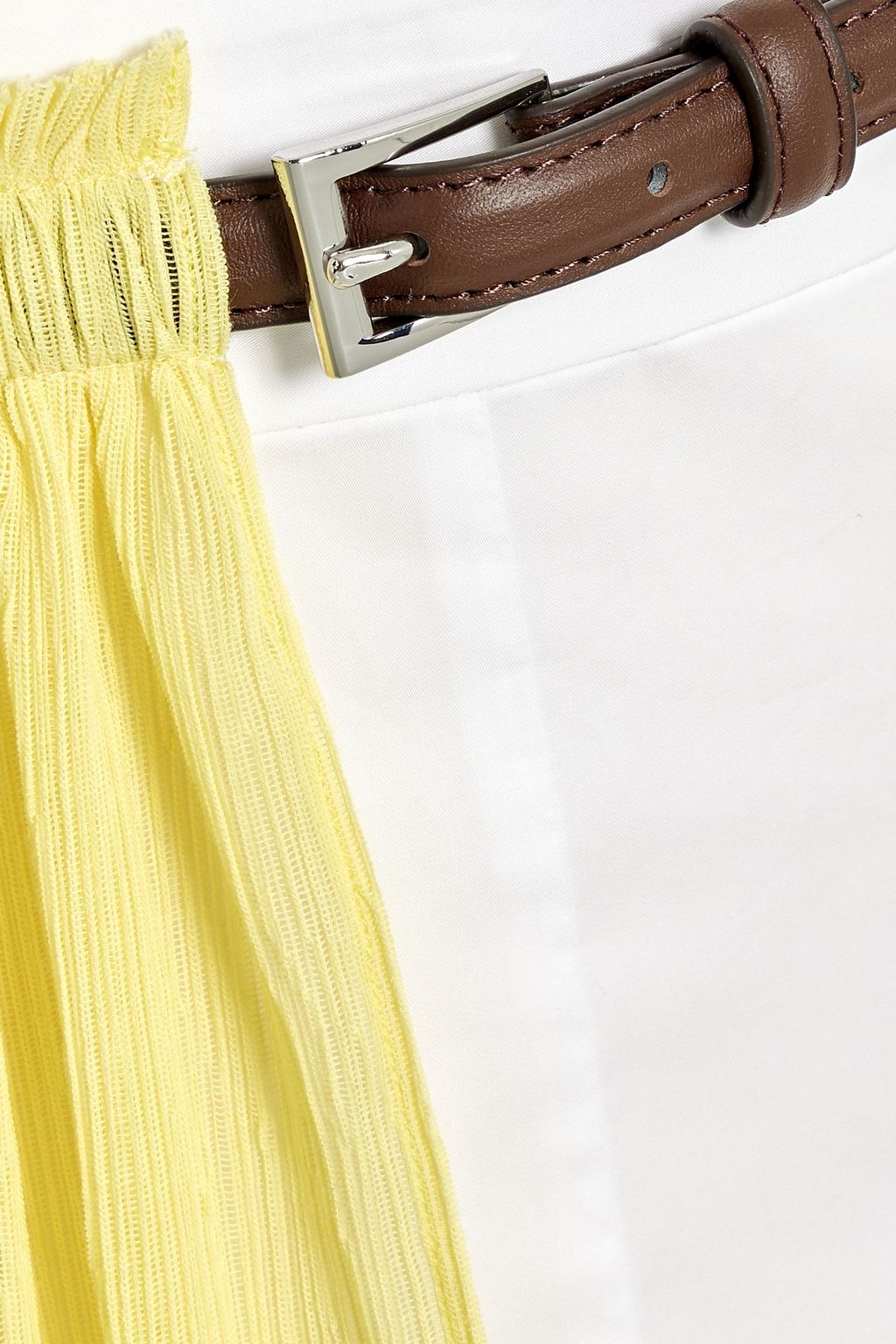 TIBI Layered gauze and cotton-poplin midi skirt