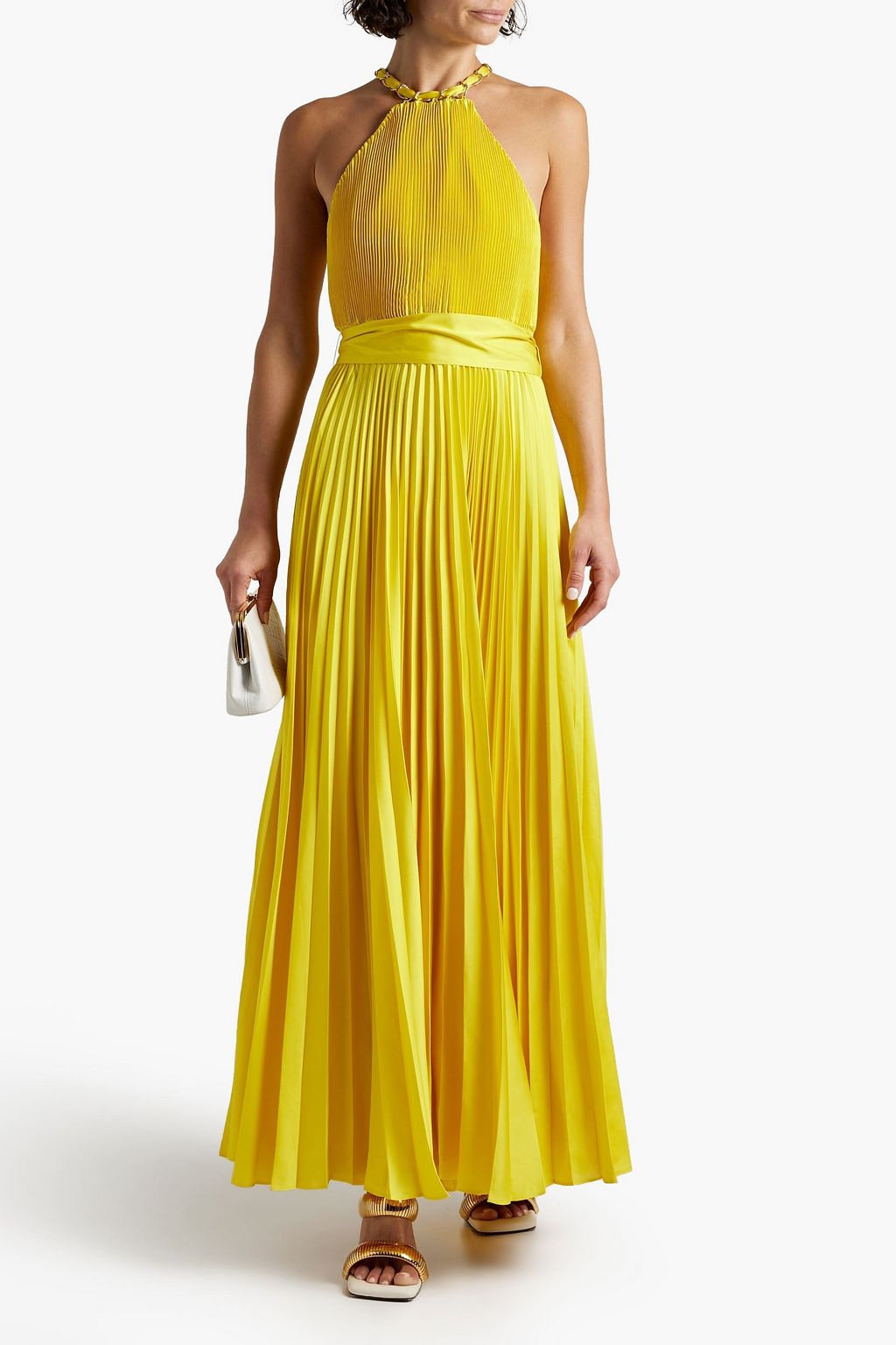 ALICE + OLIVIA Alycia pleated satin maxi dress