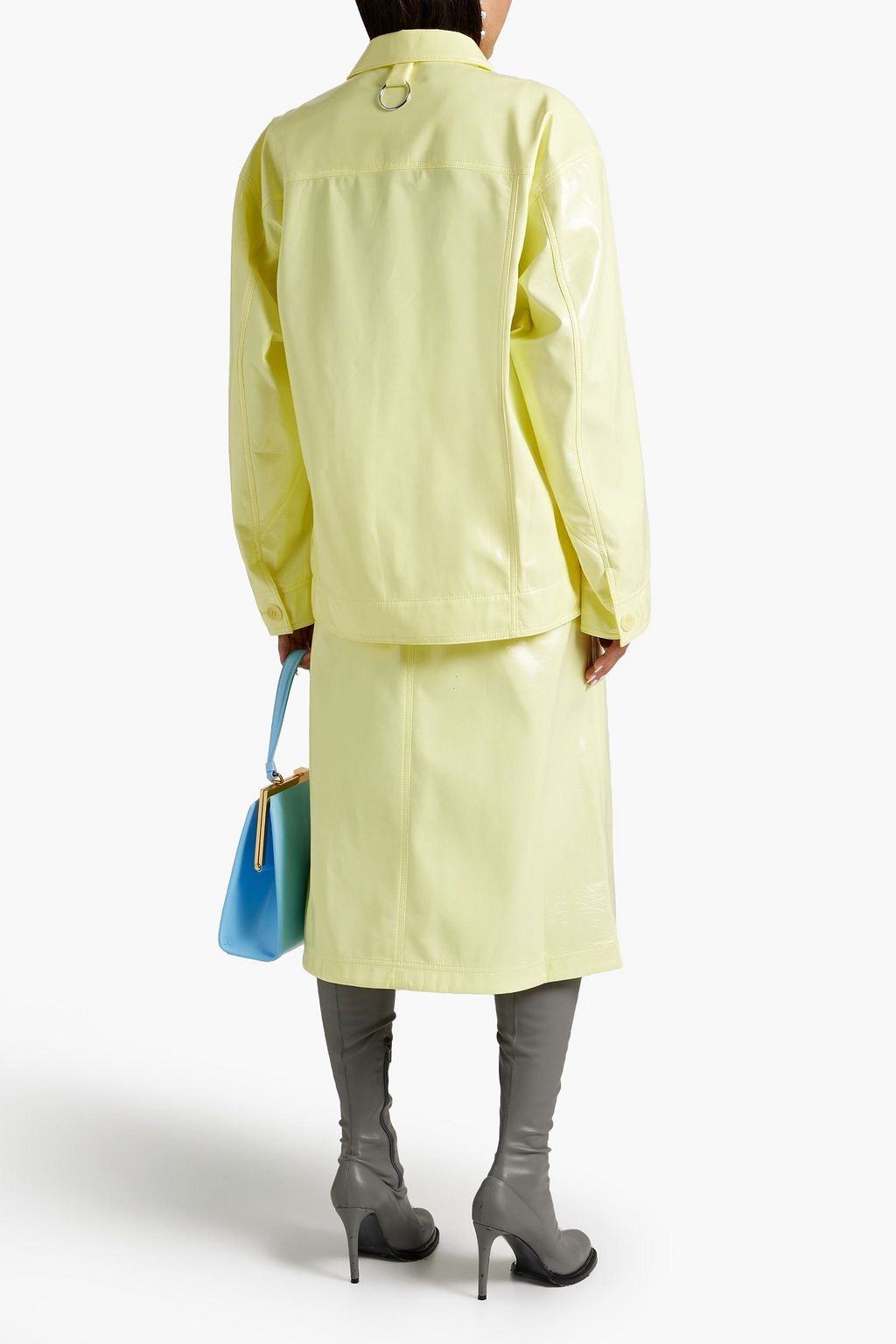 TIBI Oversized faux patent-leather jacket