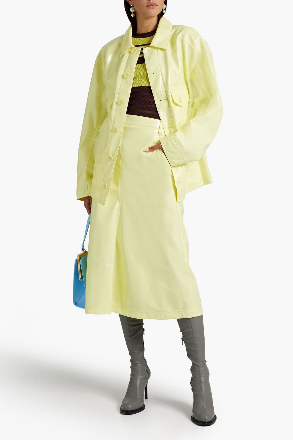 TIBI Oversized faux patent-leather jacket