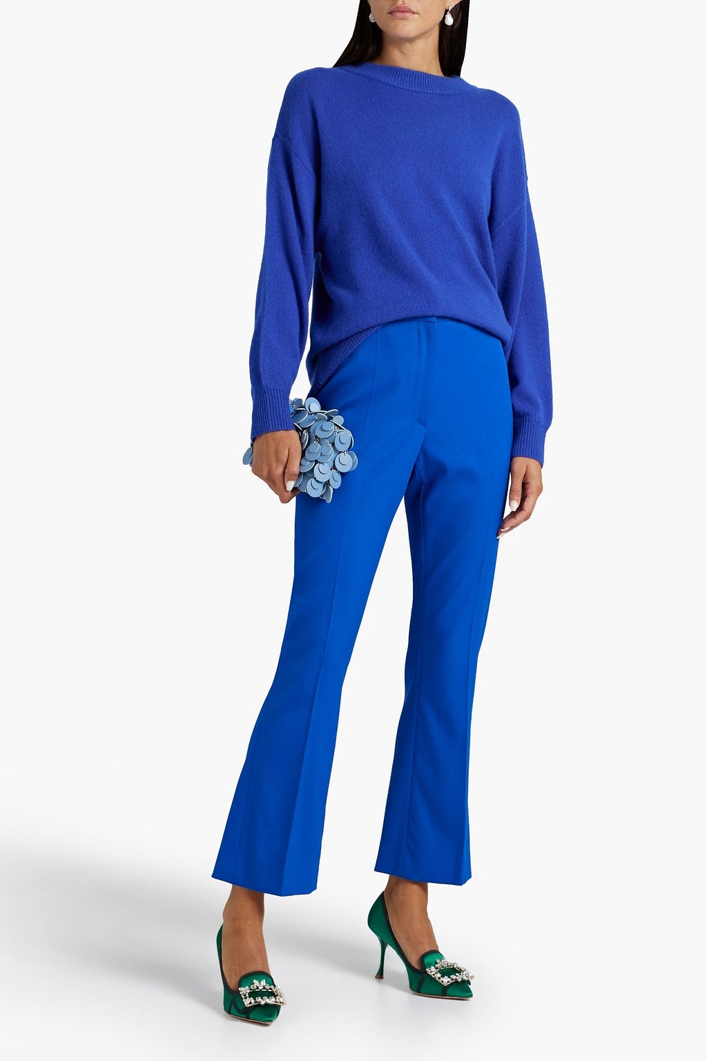 OSCAR DE LA RENTA Wool-blend twill bootcut pants