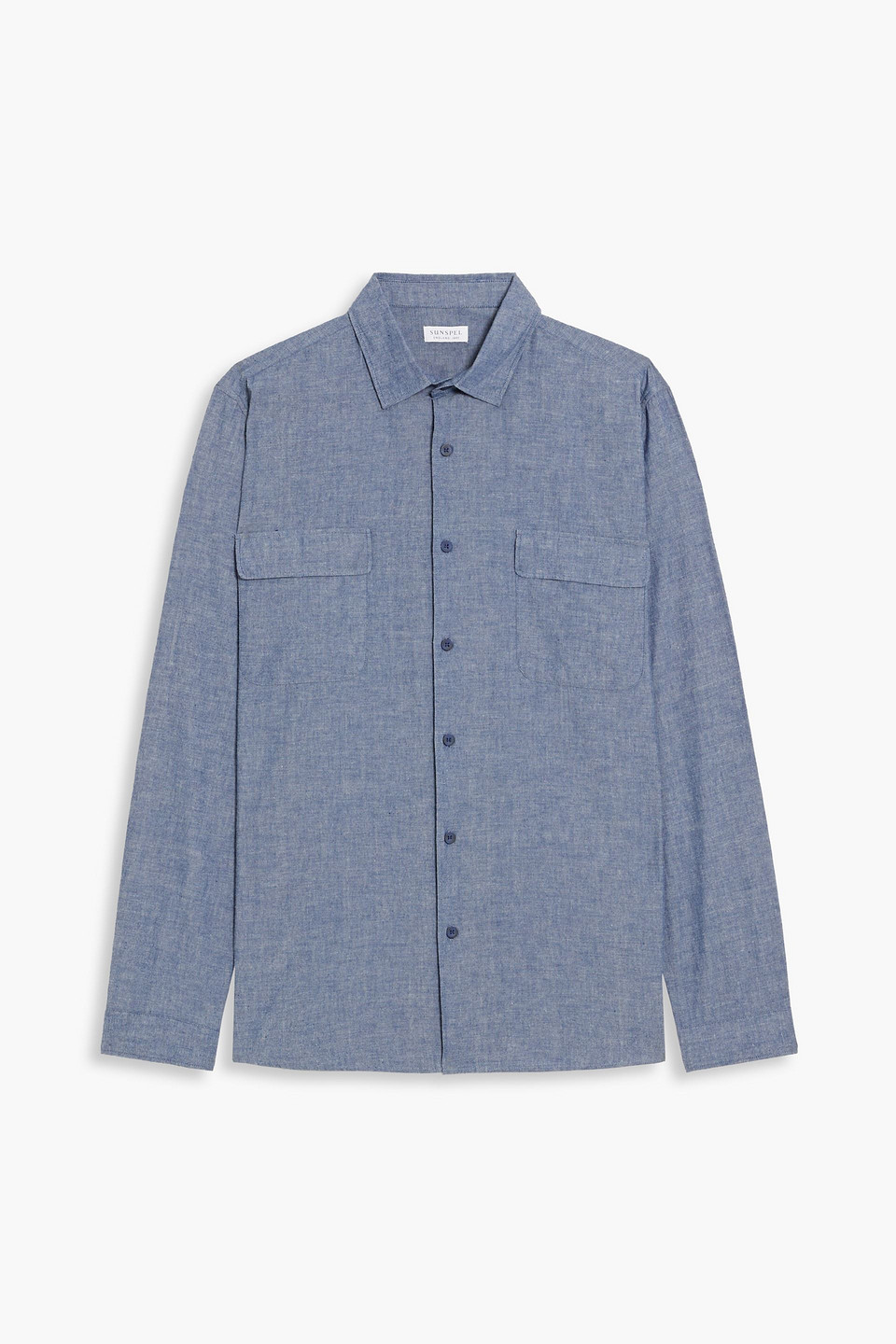 sunspel - cotton-chambray shirt - blue - s