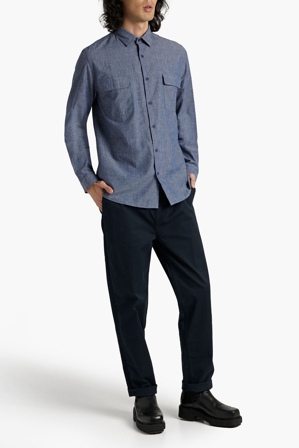 SUNSPEL Cotton-chambray shirt