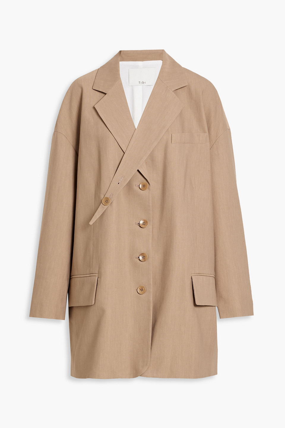 Tibi Oversized Woven Coat In Sand