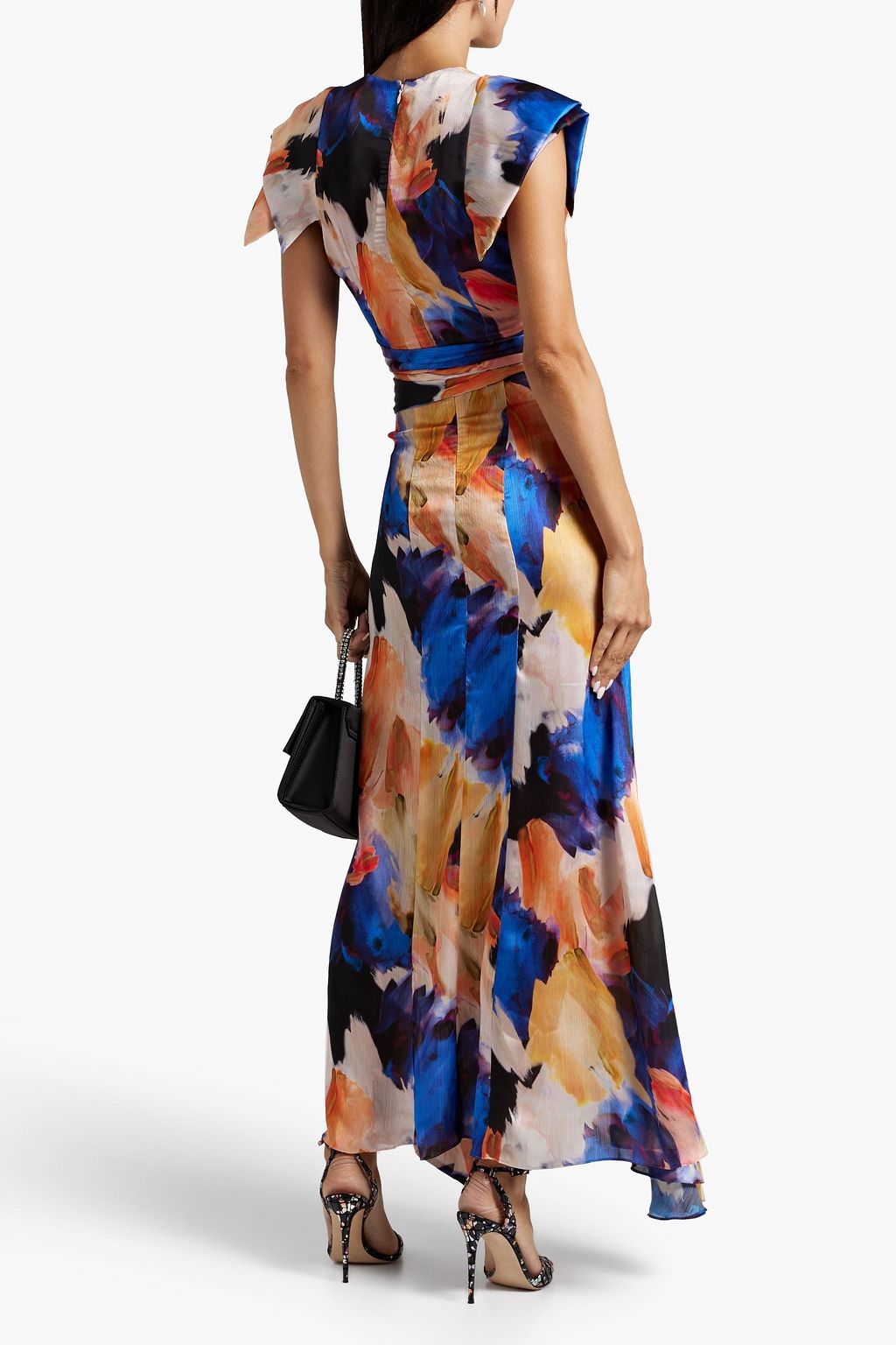 GALVAN  LONDON Euphoria wrap-effect printed georgette maxi dress
