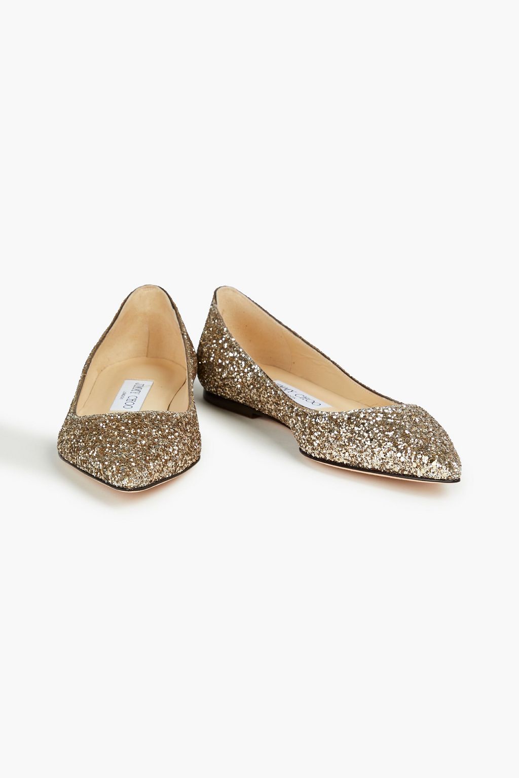 JIMMY CHOO Glittered woven ballet flats