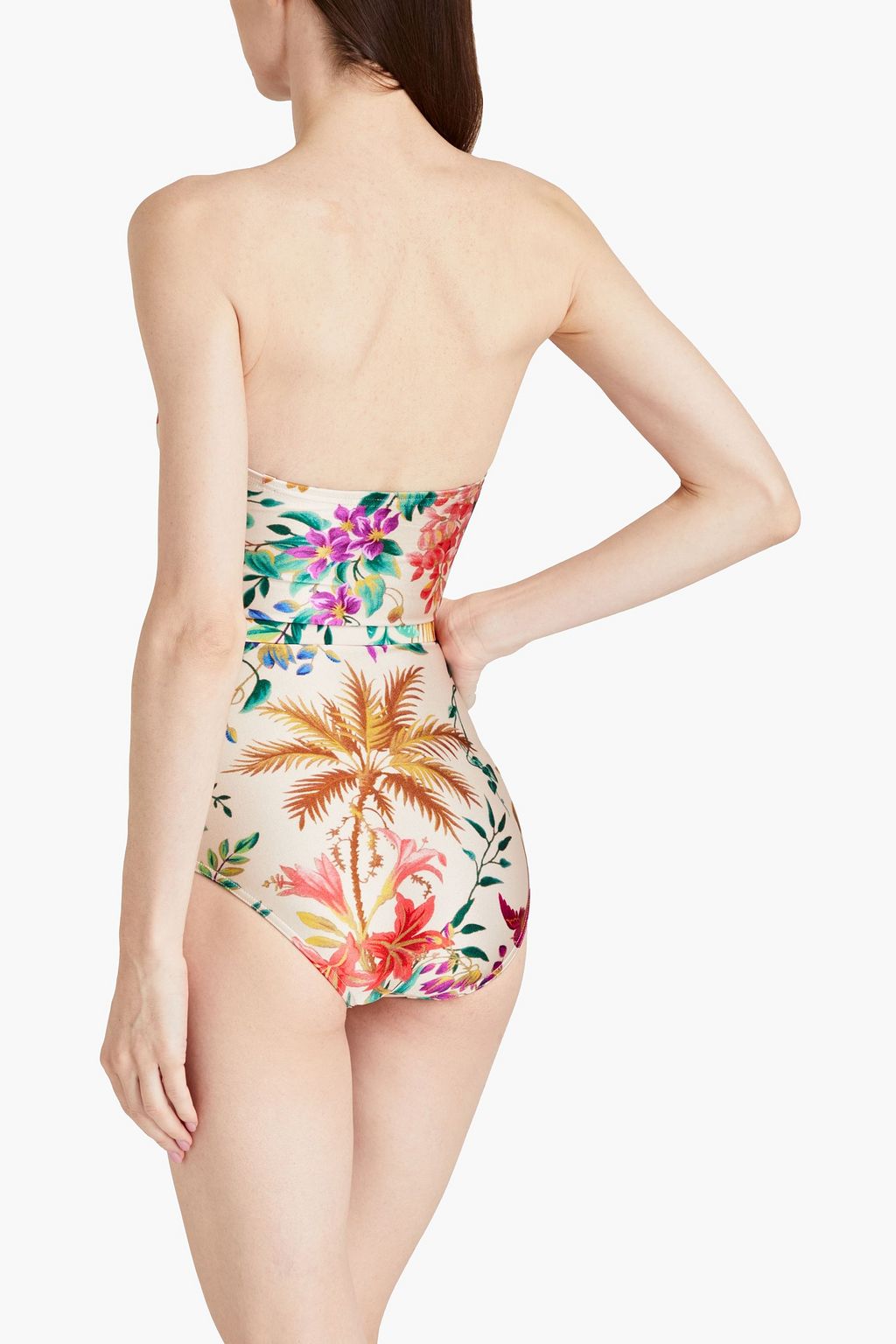 ZIMMERMANN Tropicana belted printed bandeau swimsuit