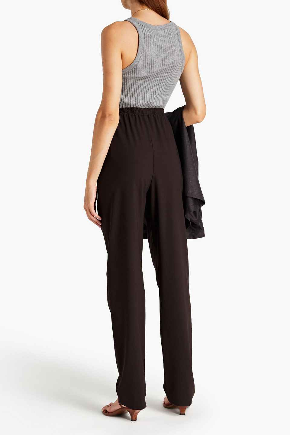 Shop Eskandar Stretch-wool Tapered Pants In Dark Brown