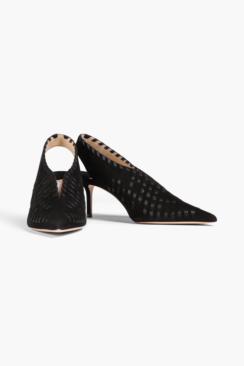 JIMMY CHOO Saise woven suede slingback pumps