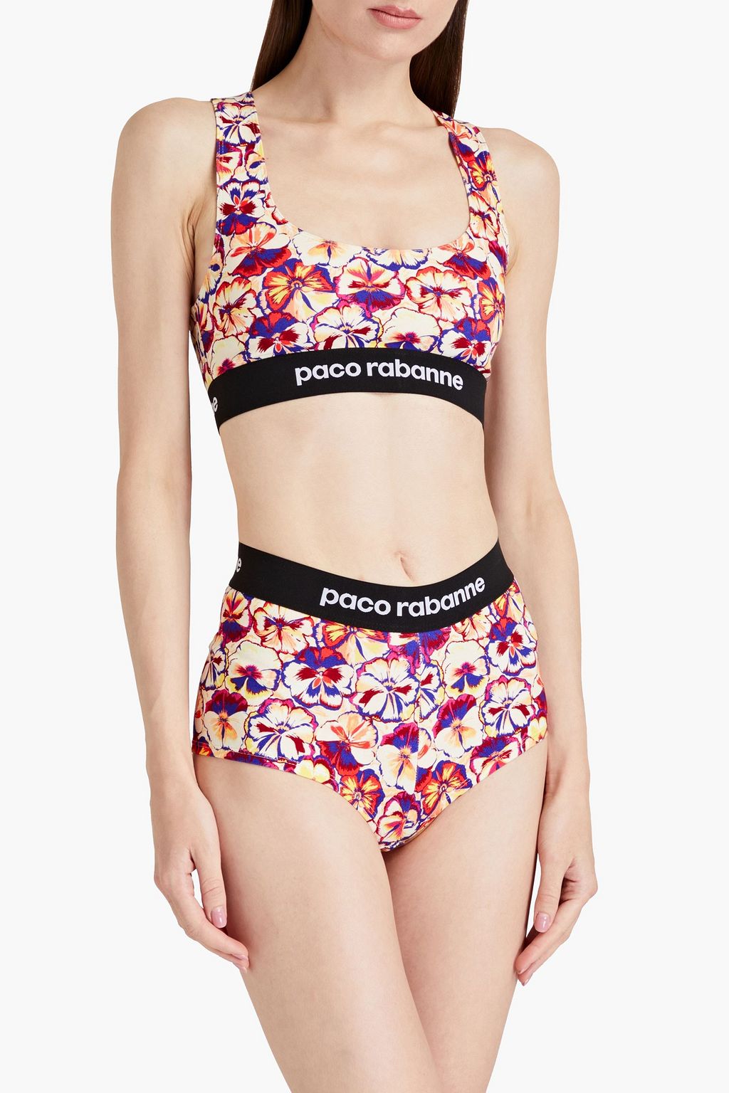 RABANNE Printed jersey high-rise briefs