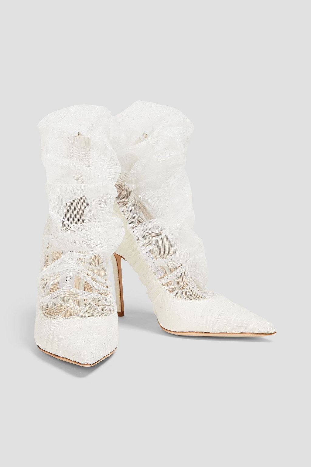 JIMMY CHOO Glittered tulle and satin pumps