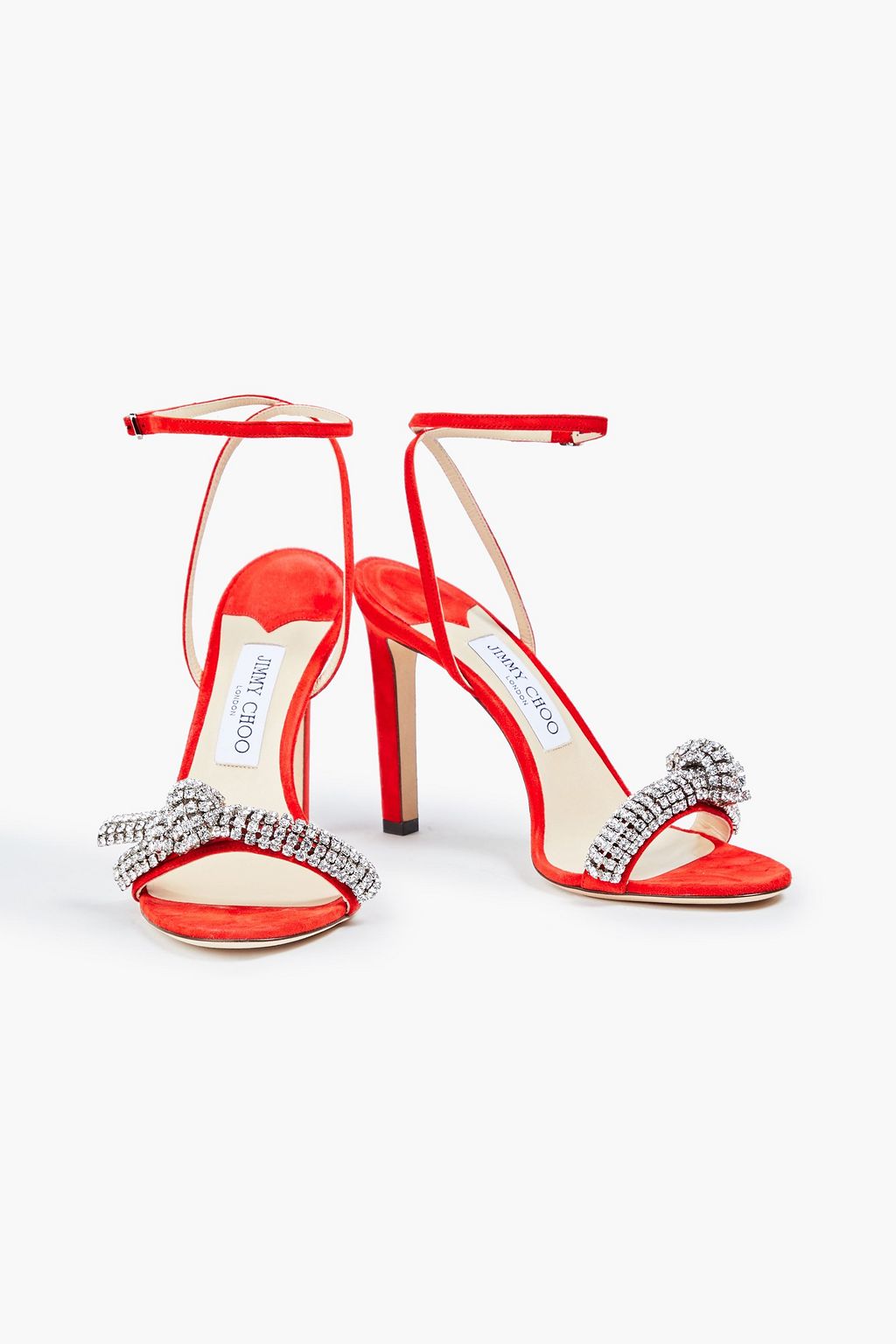 JIMMY CHOO Thyra 100 crystal-embellished suede sandals