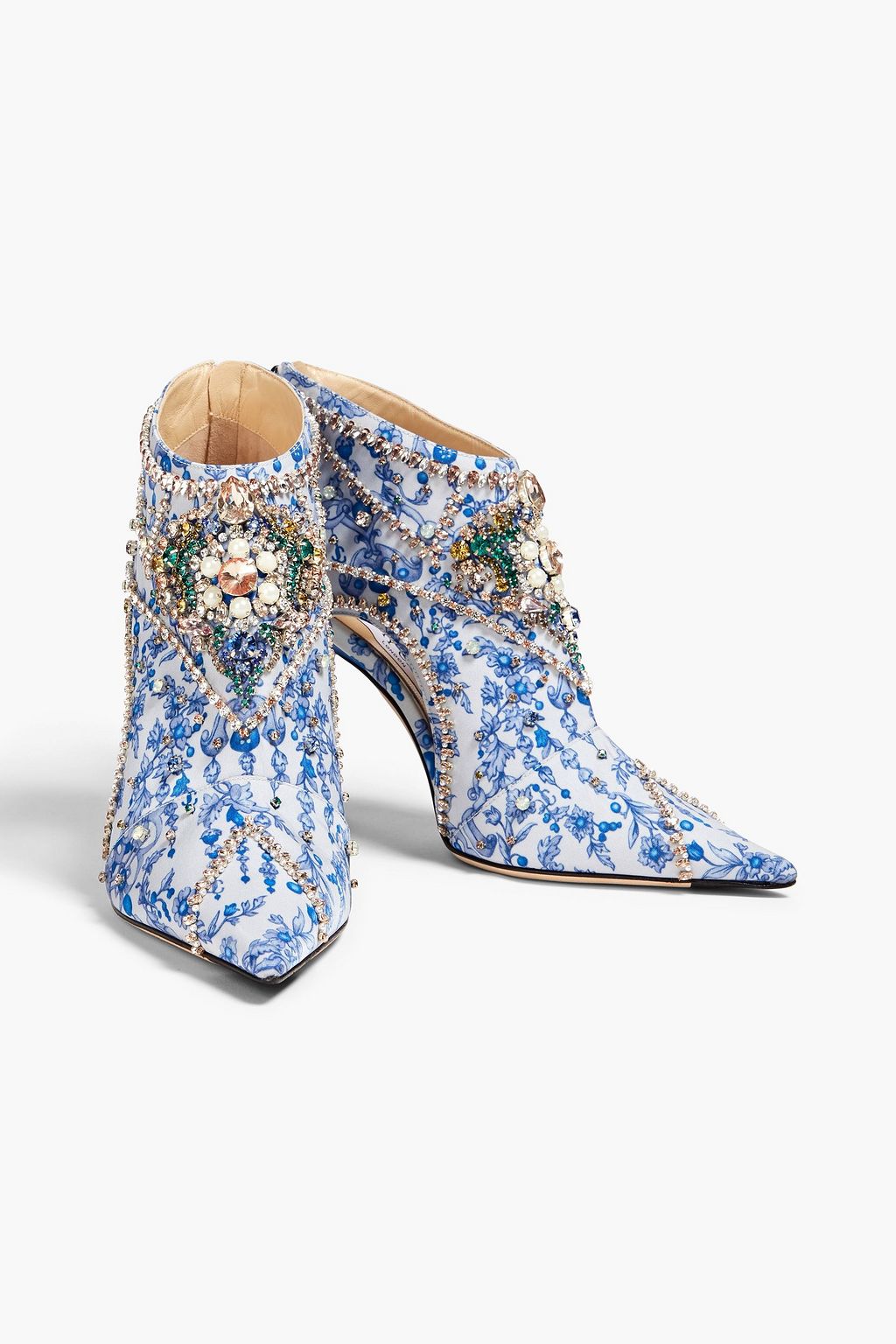 JIMMY CHOO Kendrix 100 장식 디테일 프린트 오토만 앵클 부츠