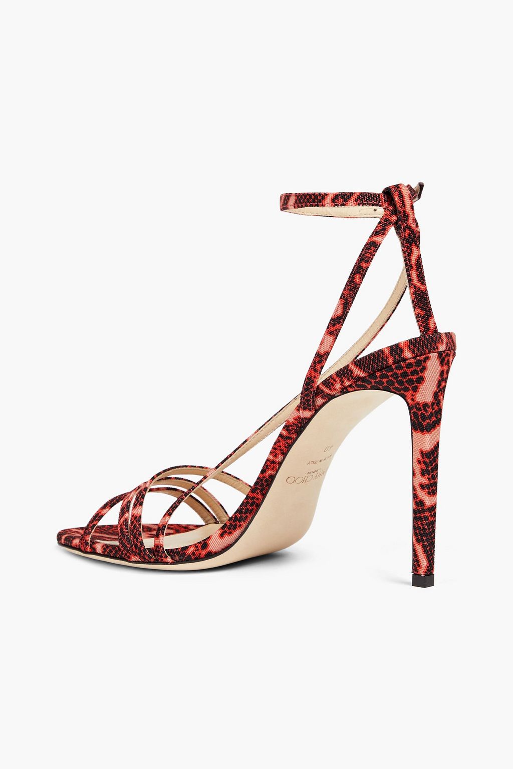JIMMY CHOO Snake-print canvas sandals