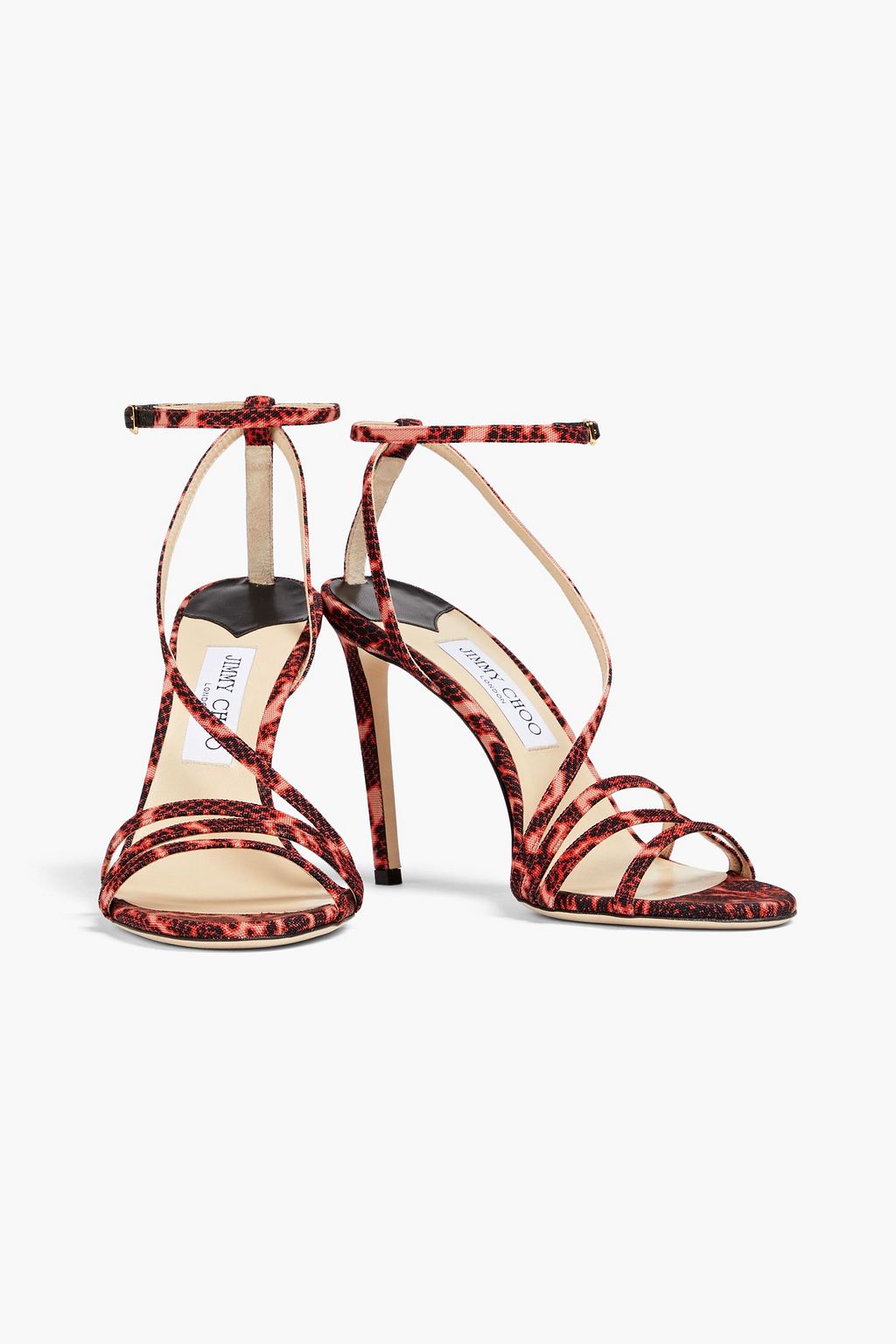 JIMMY CHOO Snake-print canvas sandals
