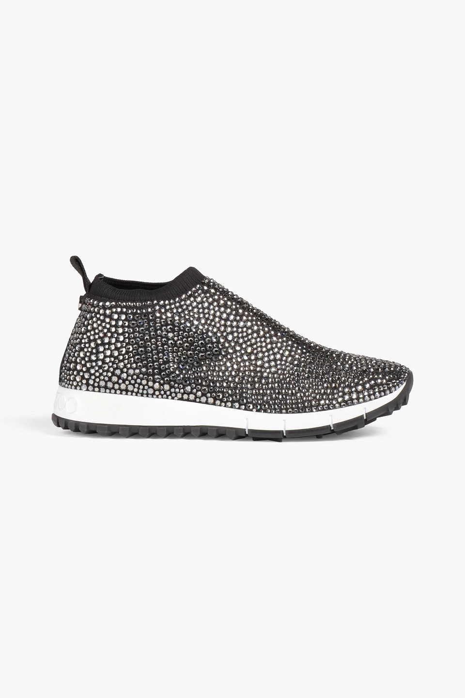 Jimmy Choo - Norway embellished stretch-knit slip-on sneakers - Black - EU 34