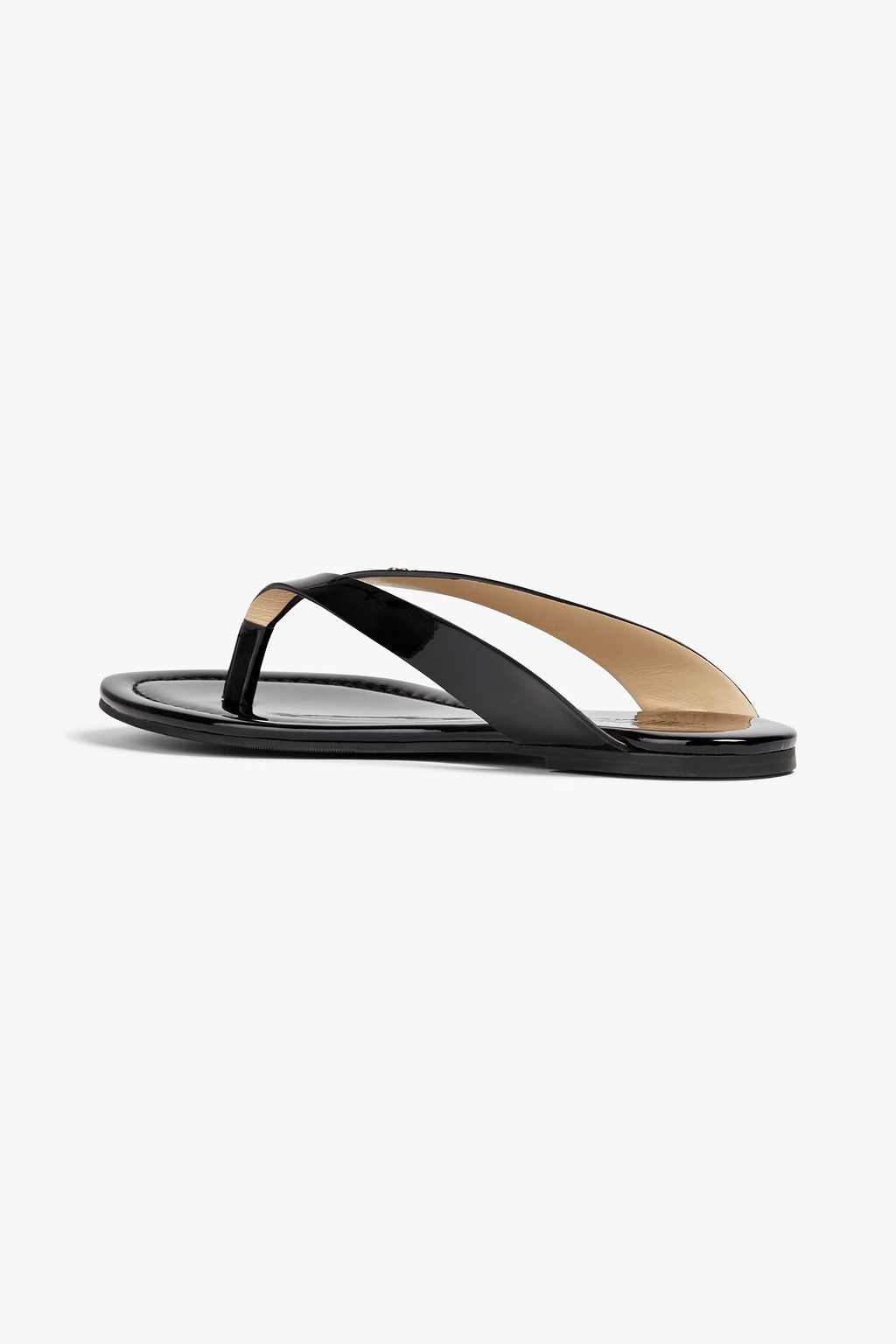 JIMMY CHOO Tetsu Zehensandalen aus Lackleder mit Logoverzierung