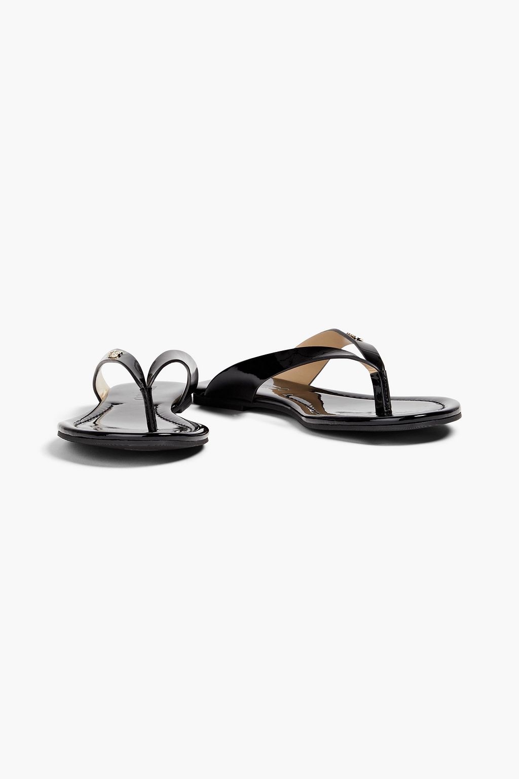 JIMMY CHOO Tetsu Zehensandalen aus Lackleder mit Logoverzierung