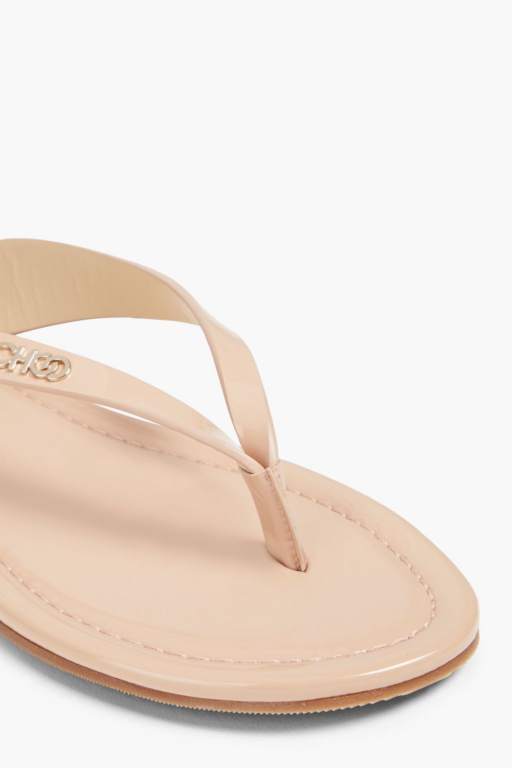 JIMMY CHOO Tetsu logo-embellished patent-leather flip flops
