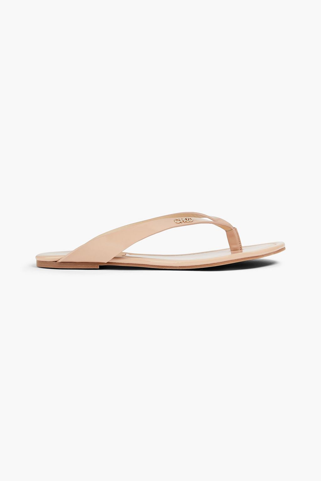 JIMMY CHOO Tetsu logo-embellished patent-leather flip flops | THE OUTNET