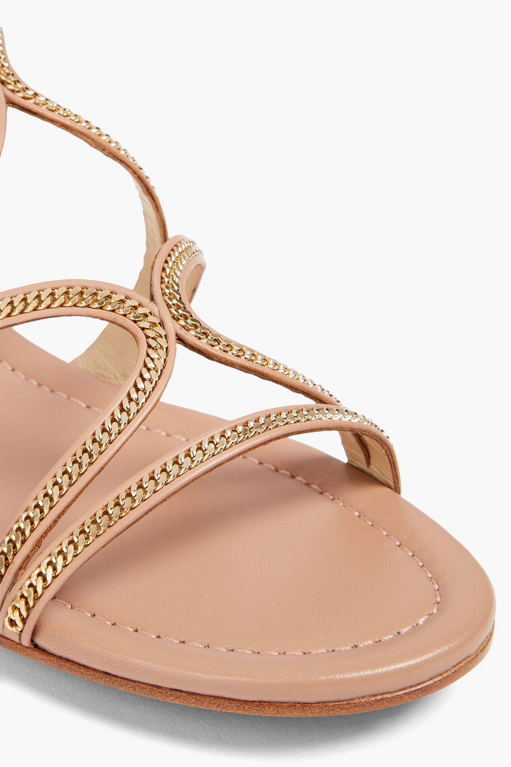 JIMMY CHOO Nickel chain-embellished leather slingback sandals