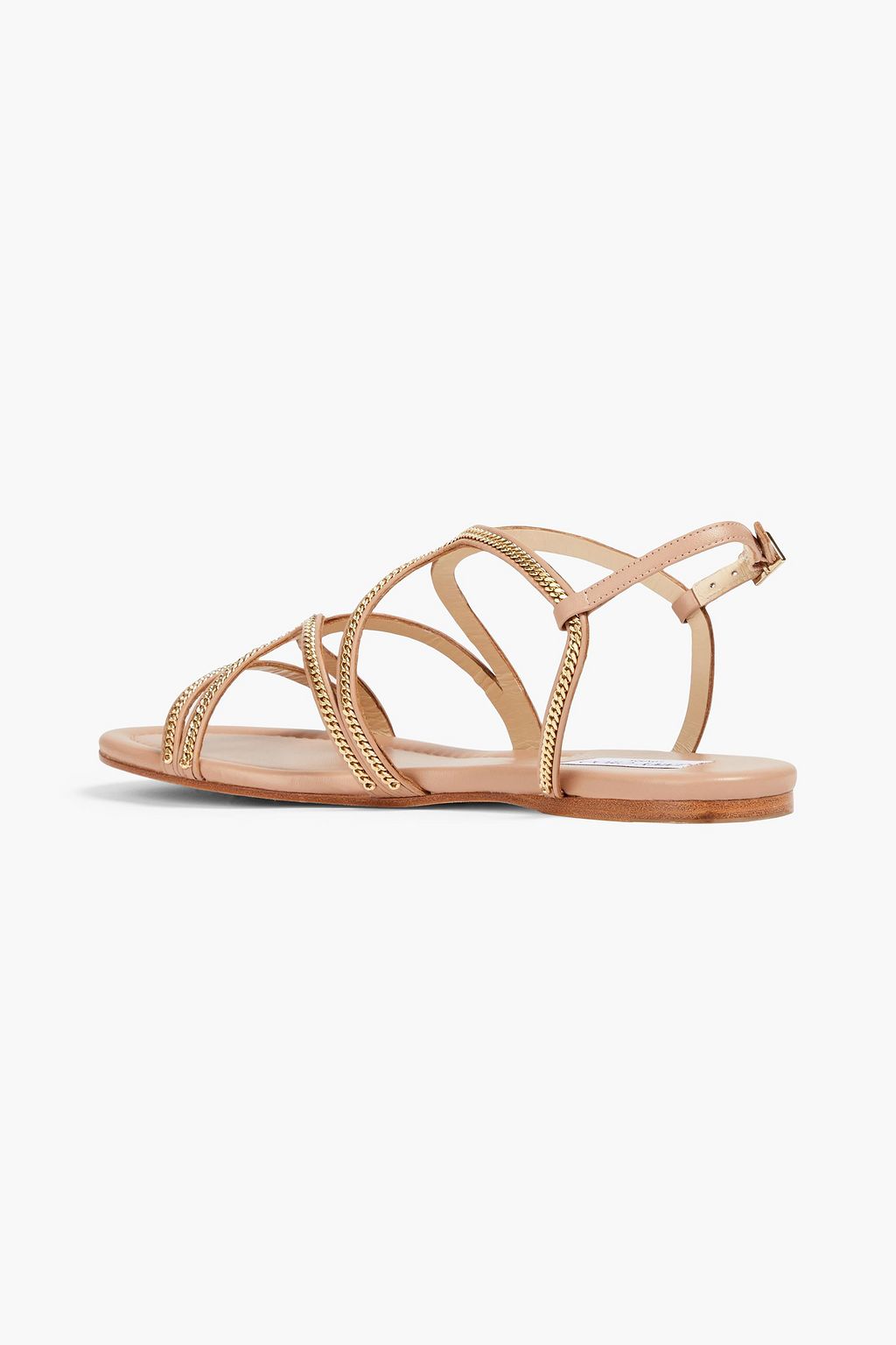 JIMMY CHOO Nickel chain-embellished leather slingback sandals