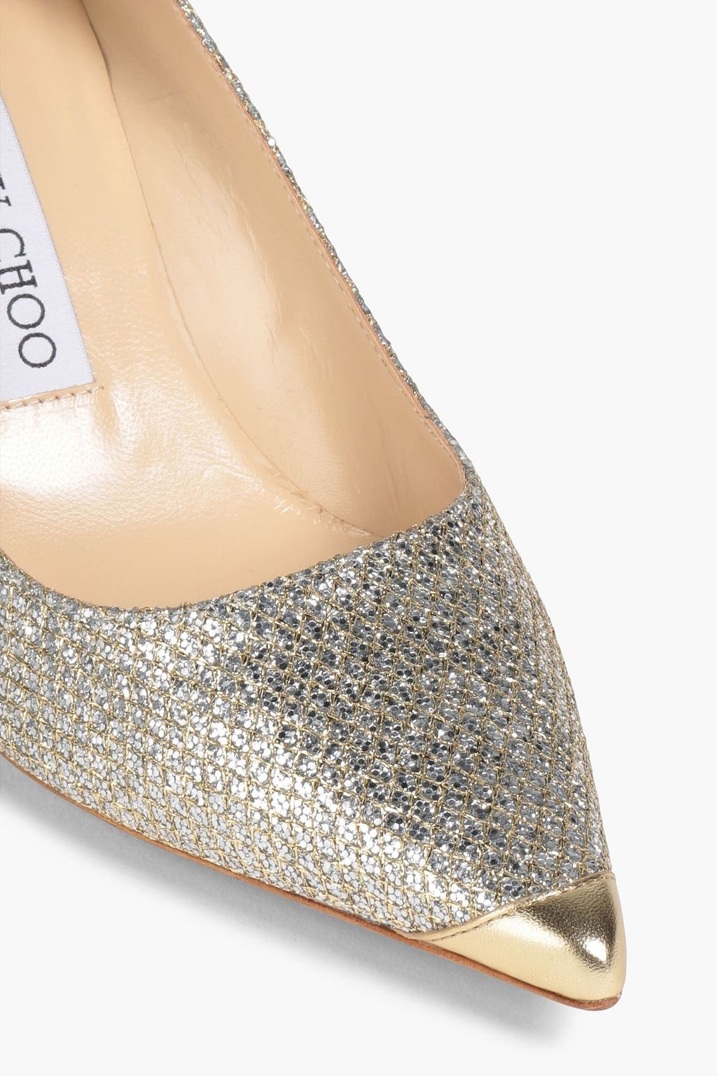 JIMMY CHOO Aurora glittered woven pumps