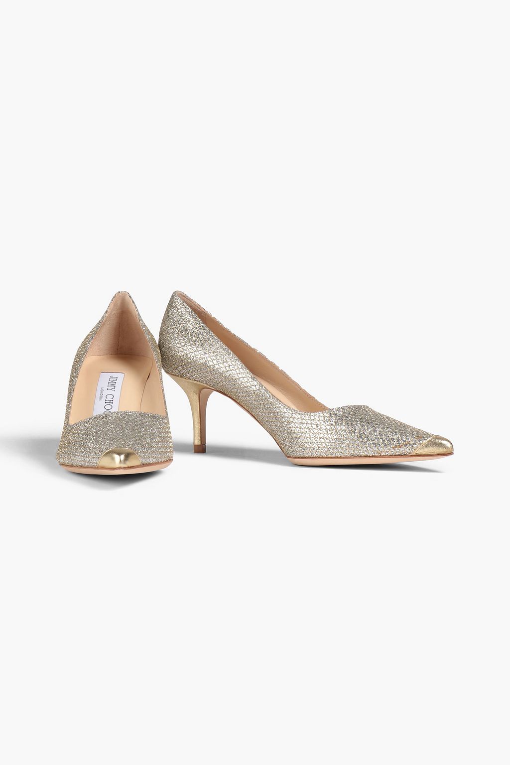 JIMMY CHOO Aurora glittered woven pumps