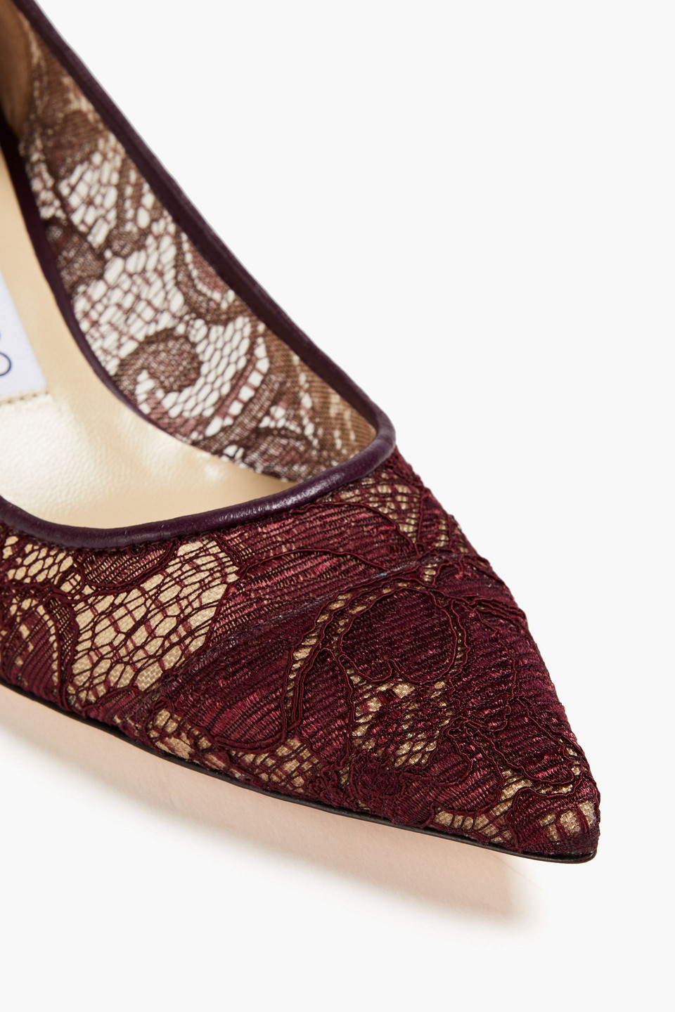 JIMMY CHOO LOVE 65 LEATHER-TRIMMED CORDED LACE PUMPS 3074457345633299259
