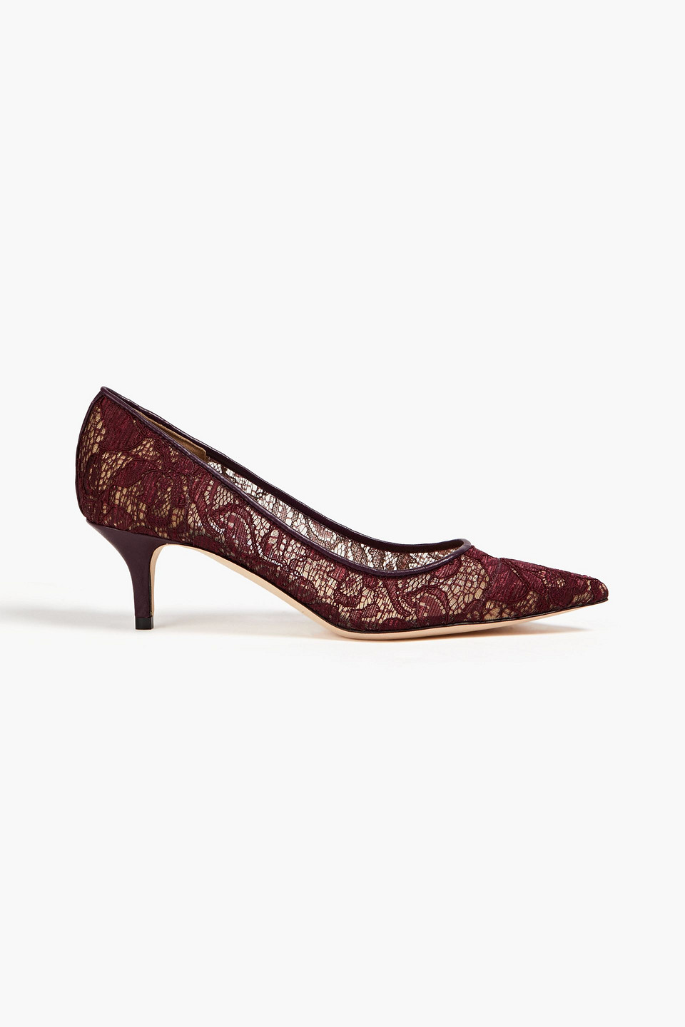 Jimmy Choo Love 65 Leather-trimmed Corded Lace Pumps In Burgundy