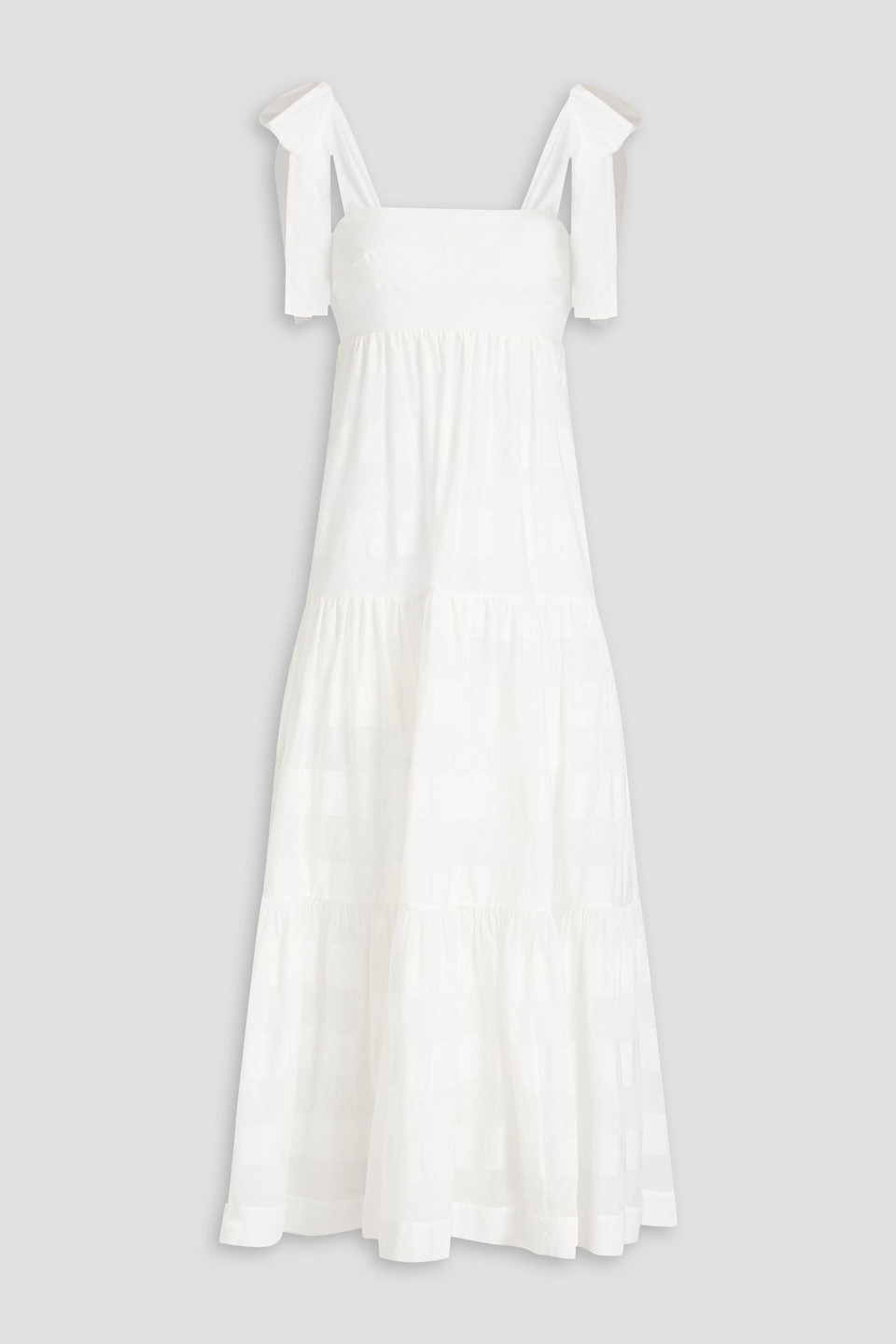 Zimmermann Rosa Gathered Cotton And Silk-blend Midi Dress In White