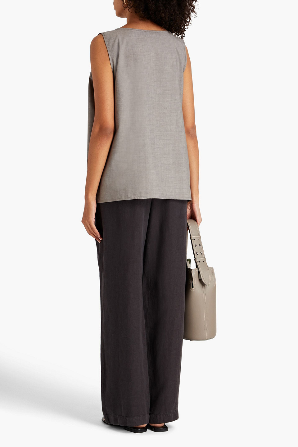 Eskandar Wool And Silk-blend Top In Mushroom