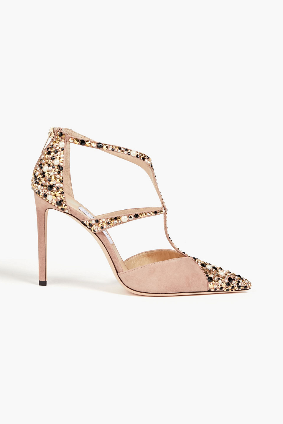 Jimmy Choo Saoni 100 Embellished Suede Pumps In Neutral