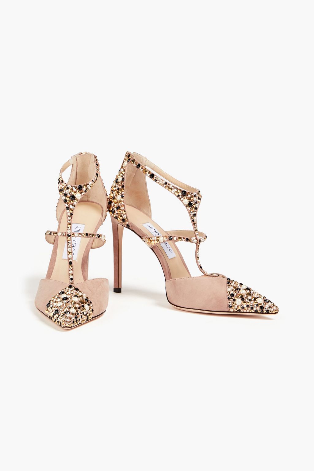 JIMMY CHOO Saoni 100 embellished suede pumps