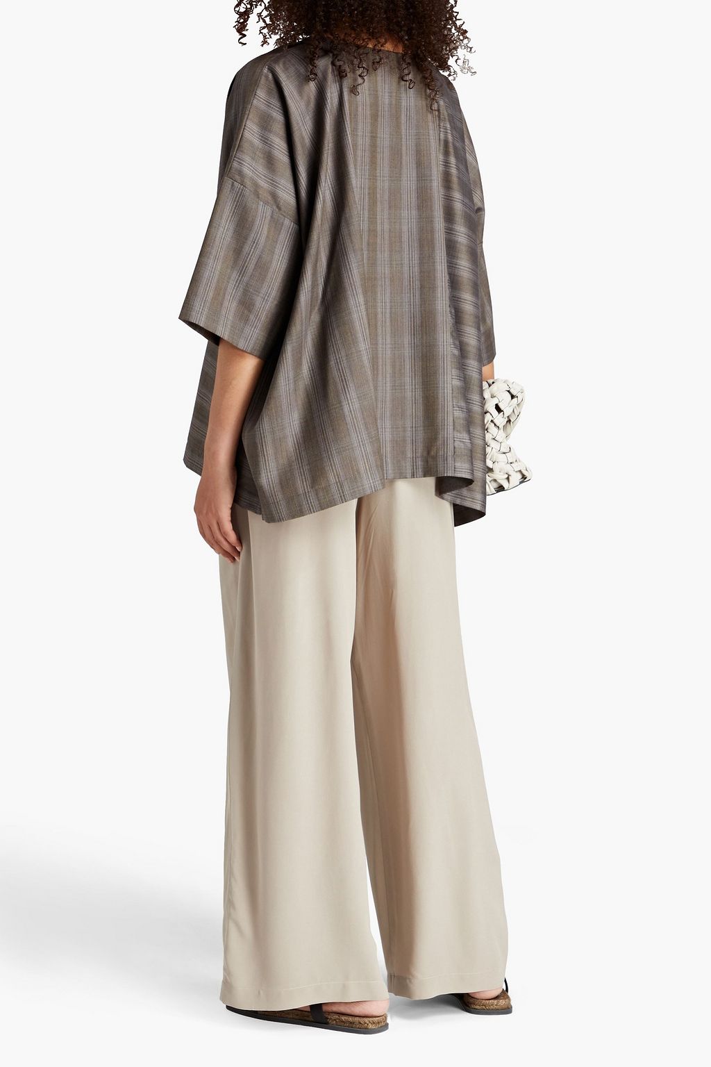 ESKANDAR Checked wool and cashmere-blend top