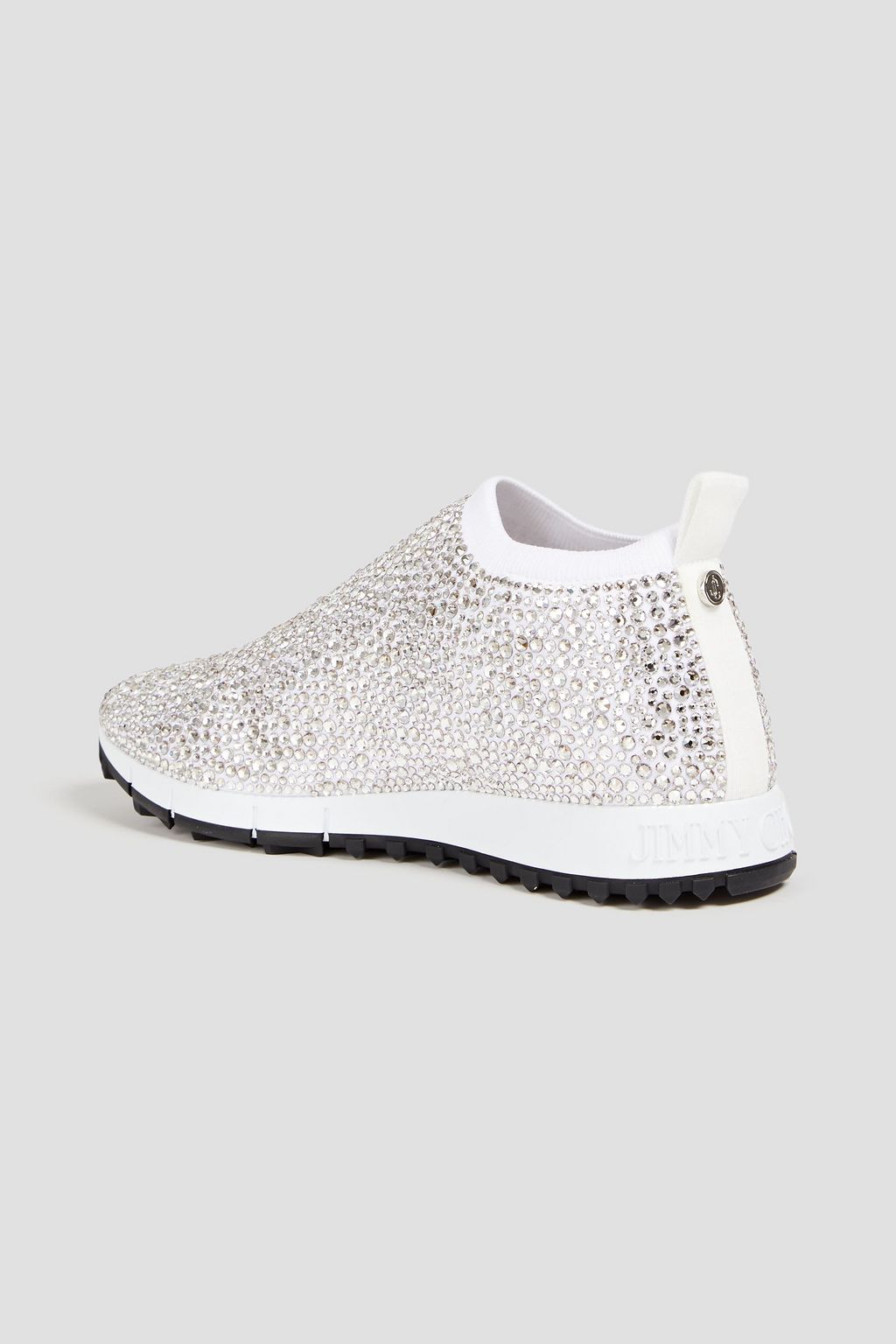 JIMMY CHOO Norway embellished stretch-knit slip-on sneakers
