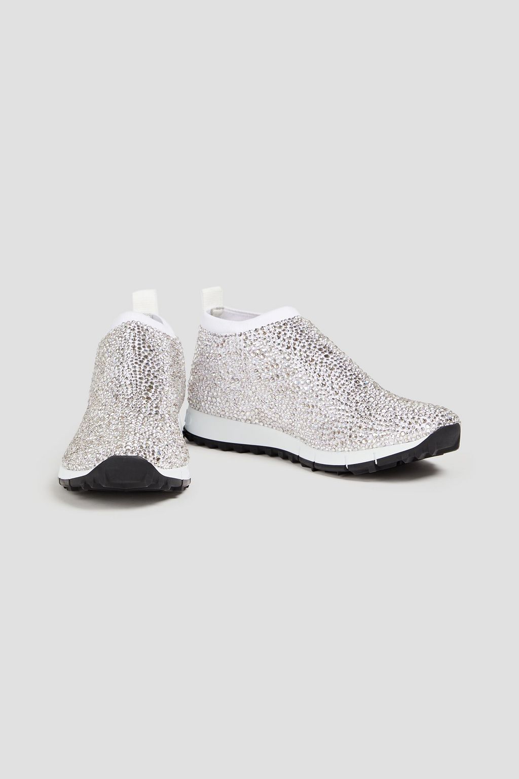 JIMMY CHOO Norway embellished stretch-knit slip-on sneakers