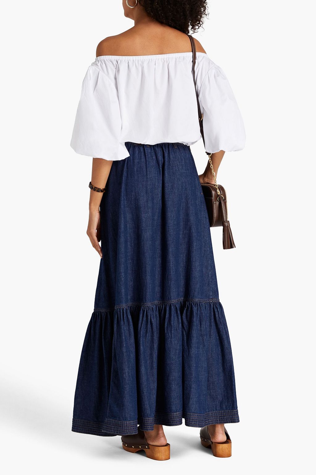 ZIMMERMANN Moonshine gathered denim maxi skirt THE