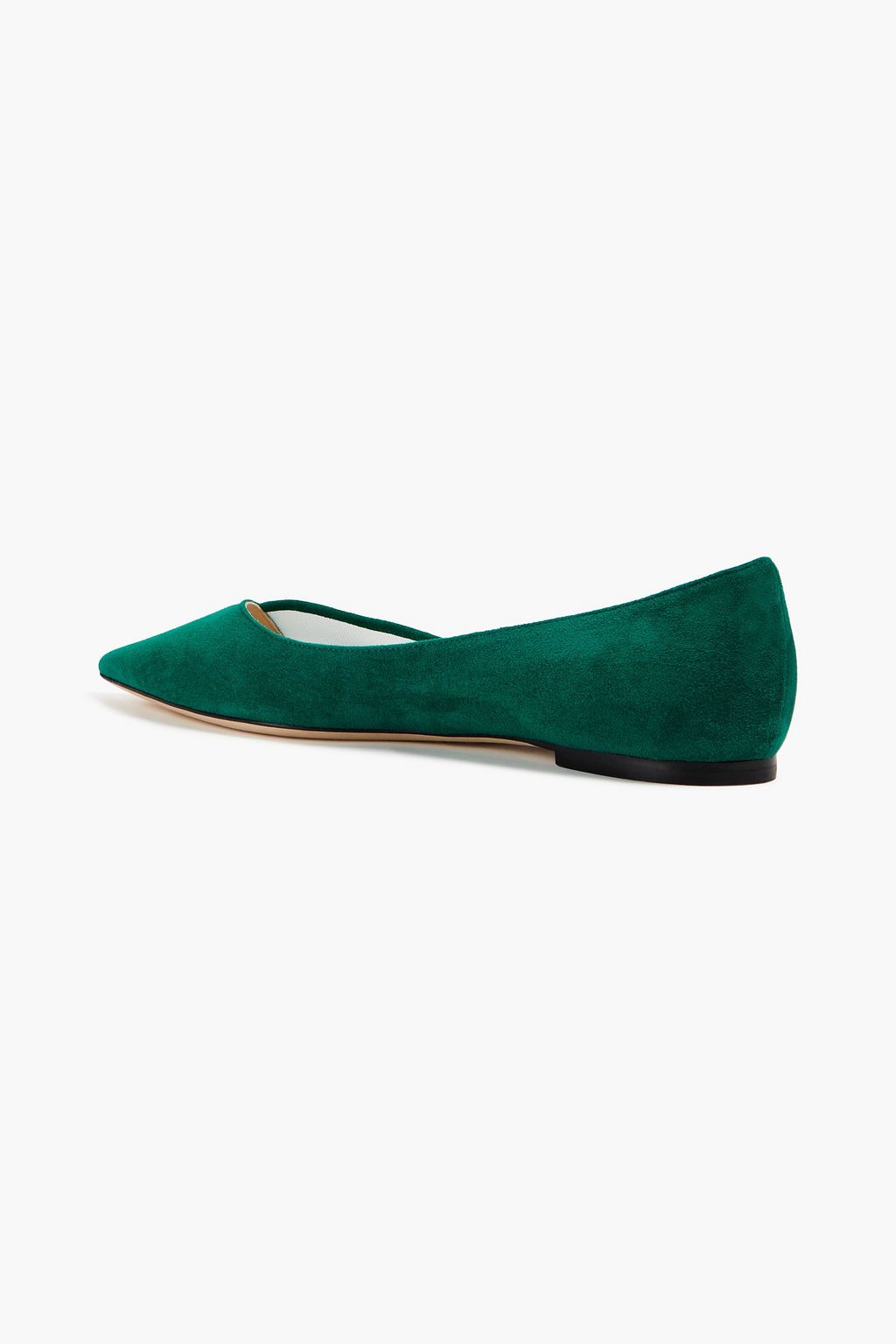 JIMMY CHOO Saia flache Schuhe mit spitzer Kappe aus Veloursleder mit Mesh-Besatz