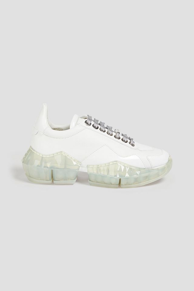 Diamond smooth and patent-leather exaggerated-sole sneakers