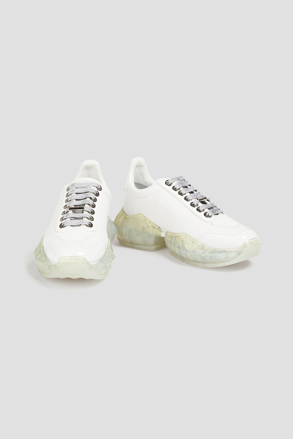 JIMMY CHOO 다이아몬드 스무스 & 페이턴트 가죽 청키 솔 스니커즈