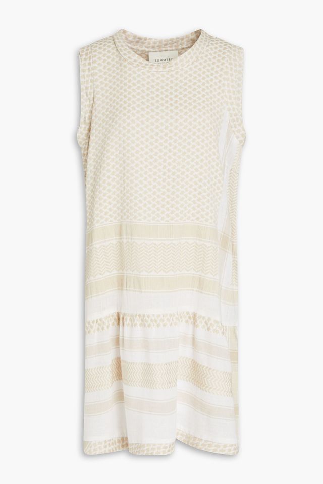 Gathered cotton-jacquard dress