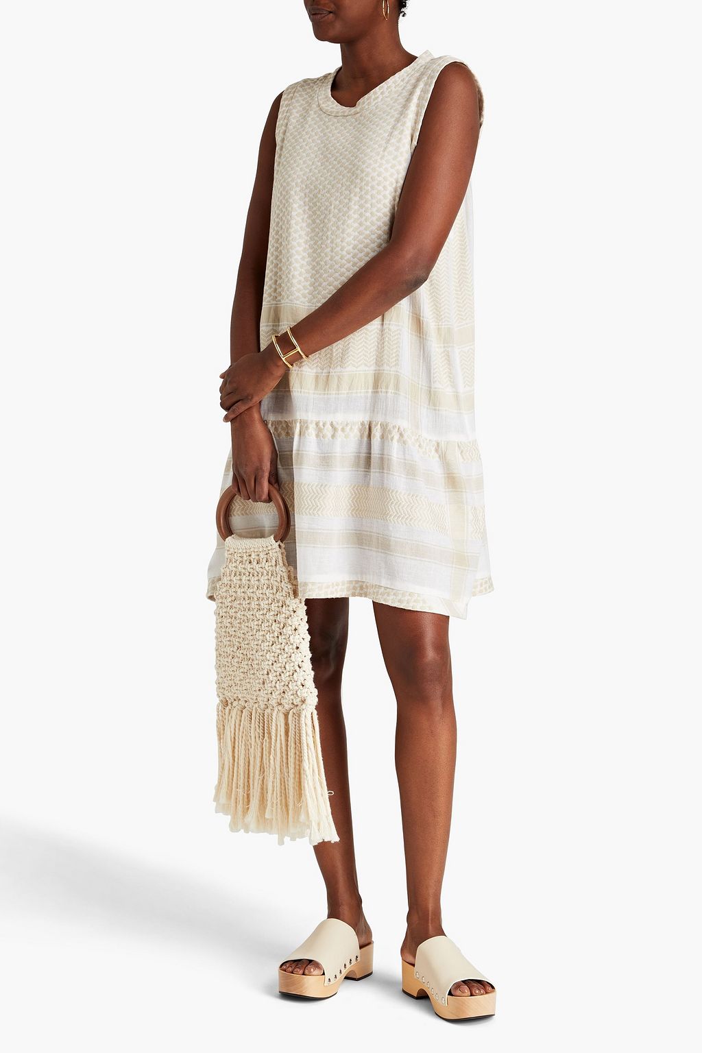 SUMMERY COPENHAGEN Gathered cotton-jacquard dress