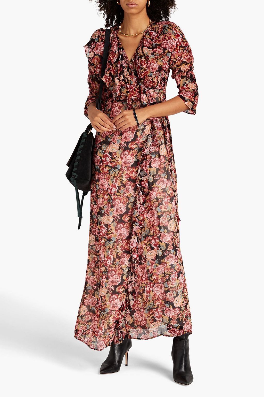 BYTIMO Ruffled floralprint maxi wrap dress Sale up to 70